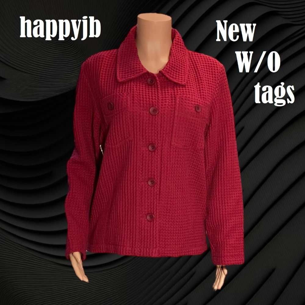 NWOT Cabela's Vintage 90s Top Blouse Long Sleeve Waffle Knit Pink Size XL